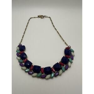 J. CREW Designer Costume Jewelry Statement Necklace Multicolored Acrylic 18”